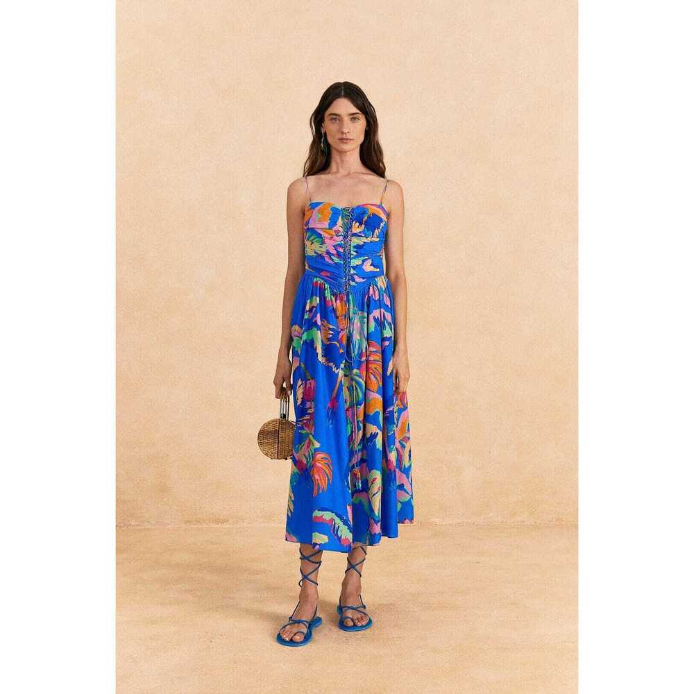 Blue Painted Jungle Midi Dress